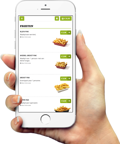 Voorbeeld van onze app op smartphone Voorbeeld van onze app op smartphone